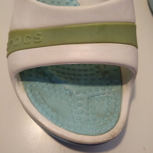 Crocs Sassari Wedge Sandals Women's size 9 White light blue Open Toe Wedge Heels - Picture 4 of 8